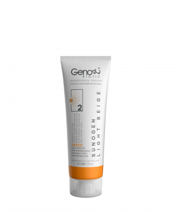 کرم ضد آفتاب رنگی SPF50 ژنوبایوتیک Geno Biotic مناسب پوست چرب حجم 50 میلی لیتر