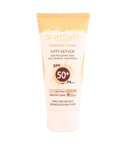 کرم ضد آفتاب فاقد جاذب های شیمیائی SPF50 سان سیف Sun Safe وزن 50 گرم