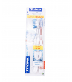 مسواک با برس نرم تریزا Trisa مدل Extra Pro Vital Anti bacterial بسته 2 عددی