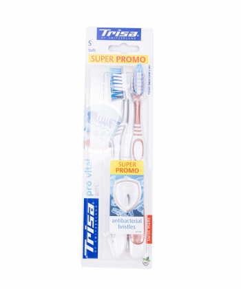 مسواک با برس نرم تریزا Trisa مدل Extra Pro Vital Anti bacterial بسته 2 عددی