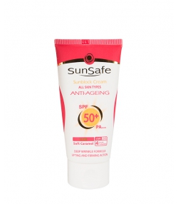 کرم ضدآفتاب ضدچروک SPF50 سان سیف کاراملی(50 گرمی)