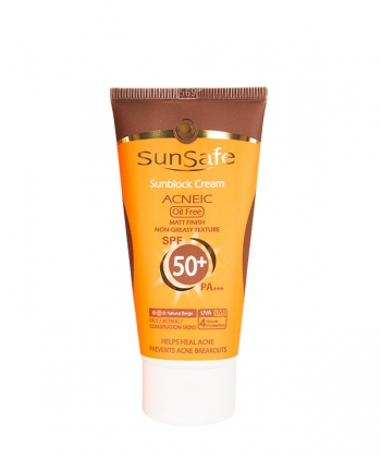 کرم ضد آفتاب رنگی فاقد چربی SPF50 سان سیف Sun Safe وزن 50 گرم