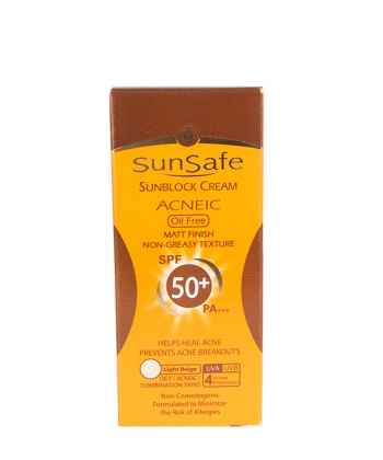 کرم ضدآفتاب رنگی با SPF50 فاقد چربی سان سیف Sun Safe  وزن 50 گرم