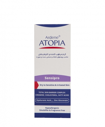 کرم مرطوب کننده و التیام بخش دست و صورت آردن اتوپیا Ardene Atopia مناسب پوست های خشک و حساس 50 گرم