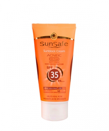 کرم ضد آفتاب  SPF35 فاقد چربی سان سیف Sun Safe وزن 50 گرم