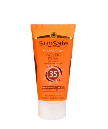 کرم ضد آفتاب رنگی فاقد چربی  SPF35 سان سیفSun Safe وزن 50 گرم