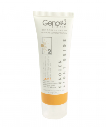 کرم ضدآفتاب رنگی SPF50 ژنوبایوتیک Geno Biotic مدل Suno Gen2 حجم 50 میلی لیتر