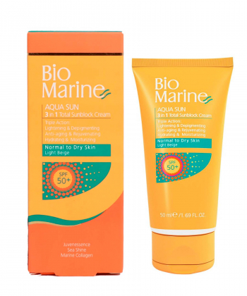 ضد آفتاب بژ روشن ضدچروک پوست معمولی و خشک SPF50 بایومارین Bio Marin حجم 50 میلی لیتر