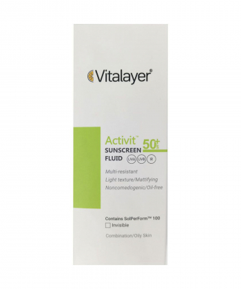 فلوئید ضد آفتاب اکتیویت بی رنگ ویتالیر Vitalayer حجم 50 میلی لیتر