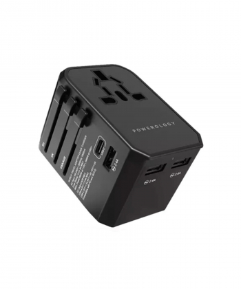 مجموعه شارژر مسافرتی پاورولوژی مدل Universal Multi-Port Travel Adapter PD45W P45PDUTVBK