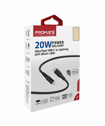 کابل تایپ سی به لایتنینگ پرومیت مدل PowerLine-Ci120 طول 120 سانتی متر