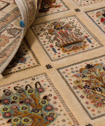 گلیم فرش شیراز ذوالانواریkilim carpet (shiraz)4062خودرنگ1 سفید