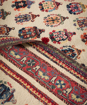 گلیم فرش شیراز خودرنگ سفید ذوالانواری 2995kilim carpet (shiraz)