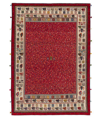 گلیم فرش شیراز قرمز ذوالانواری 2994kilim carpet (shiraz)