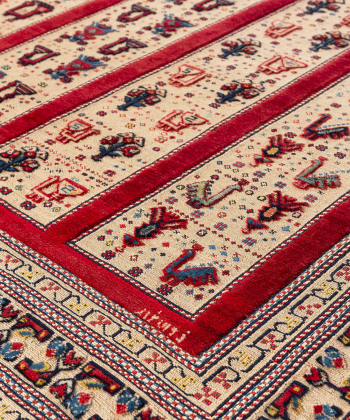 گلیم فرش شیراز قرمز ذوالانواری 2993kilim carpet (shiraz)