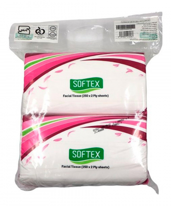 دستمال کاغذی 250 برگ سافتکس Softex بسته 2 عددی