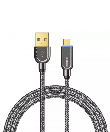 کابل فست شارژ هوشمند میکرویو اس بی 2.4 آمپر یک متری رسی RECCI RS02M MICRO USB FAST CHARGING CABLE