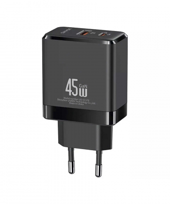 شارژر دیواری فست تایپ سی و یو اس بی 45 وات یوسامز USAMS US-CC178 T58 45W A+C GaN Fast Charger (EU)