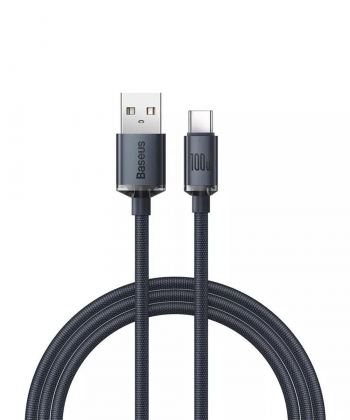 کابل سوپر فست شارژ یو اس بی به تایپ سی 100 وات 1.2 متری بیسوس Baseus Crystal Shine USB to USB-C Cable CAJY000401