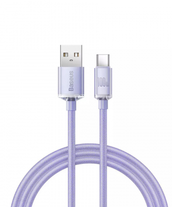 کابل سوپر فست شارژ یو اس بی به تایپ سی 100 وات 1.2 متری بیسوس Baseus Crystal Shine USB to USB-C Cable CAJY000401