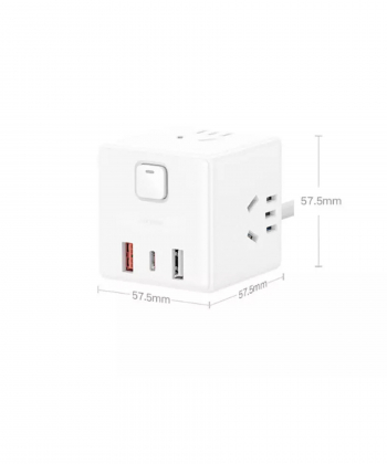 چند راهی مکعبی سه سوکت و دوه پورت یو اس بی و یک پورت تایپ سی شیائومی Xiaomi Rubik Cube Adapter Pro 33W Wired Fast Charge Version