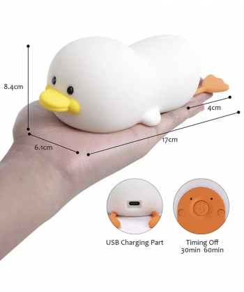 چراغ خواب فانتزی رومیز شارژی سیلیکونی Duck LED Night Lamp Silicone USB Rechargeable Sleeping light ZD-31