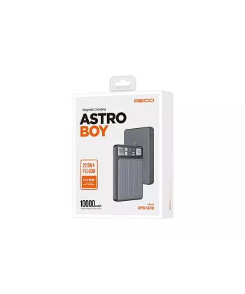 پاوربانک و شارژر بی سیم تایپ سی و یو اس بی 10000 رسی RECCI RPB-W18 10000mAh power bank magnetic charging astro boy