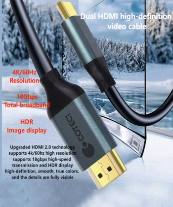 کابل دو سر اچ دی ام آی 3 متری کوتتسی Coteci 4K Hdmi 2.0 Dual Port 87103