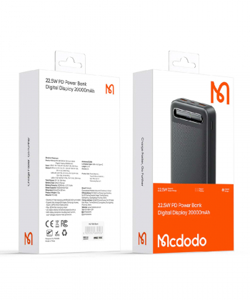 پاور بانک تایپ سی و یو اس بی 22.5 وات 20000 مک دودو Mcdodo MC-389 Power Bank Digital Display