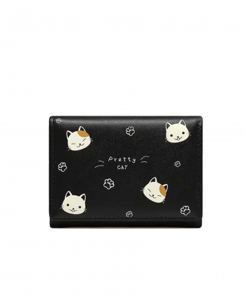 کیف پول دخترانه کوچک Taomicmic Y8303 Cat Print Short Wallet