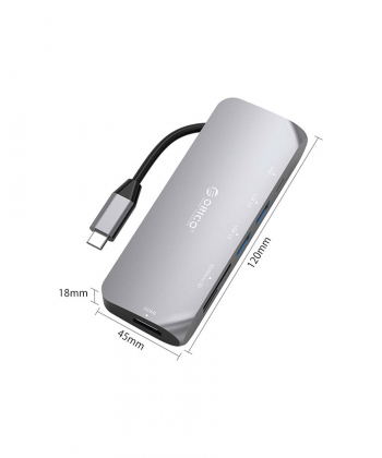 هاب Type-C آلومینیومی  با خروجی شبکه ORICO CLH-W1 Type-C to HDMI USB Adapter Hub