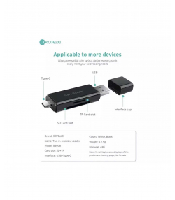 اوتی جی کارتخوان تایپ سی و یو اس بی کوتتسی Coteetci two-in-one card reader 83006