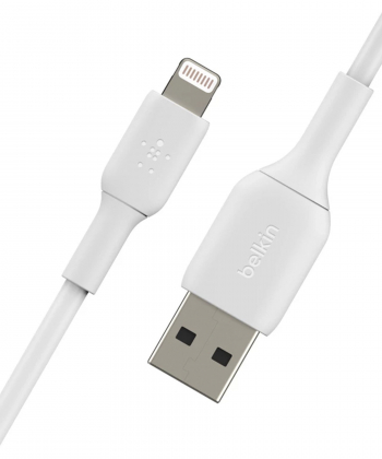 کابل شارژ سریع USB-C به USB-A بلکین مدل CAB001bt1MWH طول 1 متر سفید به همراه شارژر دیواری شارژ سریع دو پورت 37 وات بلکین مدل WCB