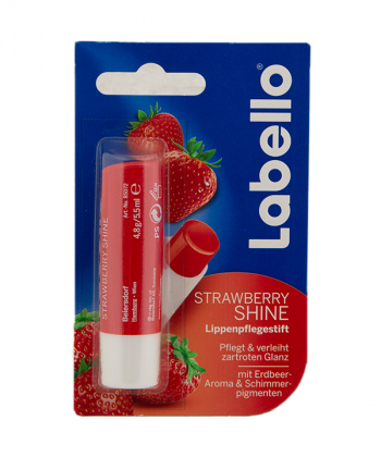 بالم لب لابلو Labello مدل STRAWBERRY SHINE طعم توت فرنگی وزن 4.8 گرم