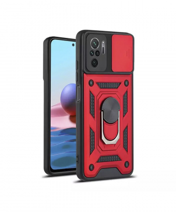 قاب محافظ لنز و حلقه دار شیائومی Xiaomi Redmi Note 10 4G Slide Camera & Ring Holder Stand Case