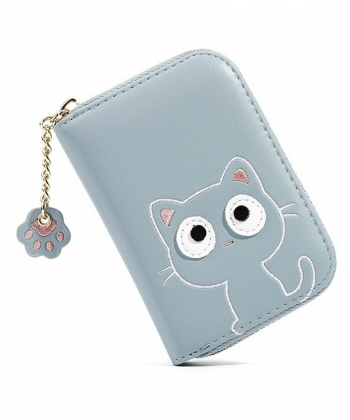 کیف پول عروسکی دخترانه با زنجیر تزئینی TAOMICMIC 929592 Cute Cat Shape PU Leather Women Card Purse