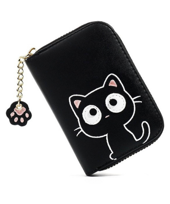 کیف پول عروسکی دخترانه با زنجیر تزئینی TAOMICMIC 929592 Cute Cat Shape PU Leather Women Card Purse