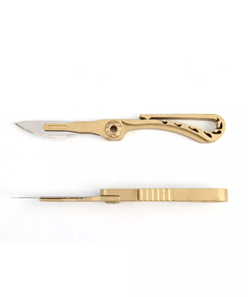 چاقو آنباکسینگ برنجی تاشو قابل آویز از دسته کلید Brass key chain knife sharp utility knife portable