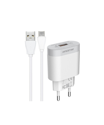 شارژر دیواری 18 وات کینگ استار مدل KW188QC به همراه کابل USB-C