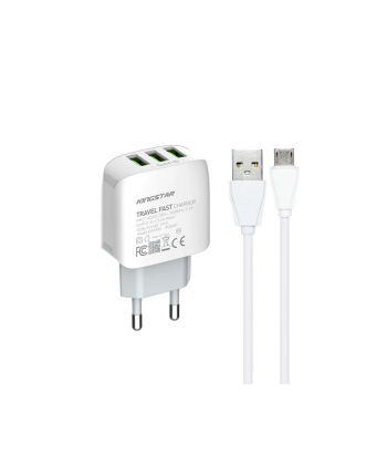 شارژر دیواری 17 وات کینگ استار مدل KW163A به همراه کابل MicroUSB