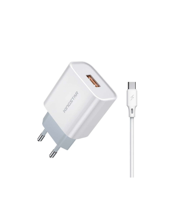 شارژر دیواری 18 وات کینگ استار مدل KW141C به همراه کابل USB-C