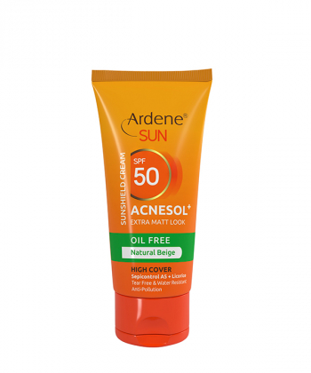 کرم ضد آفتاب فاقد چربی 50 SPF رنگ بژ آردن Ardene مدل +Acnesol وزن 50 گرم