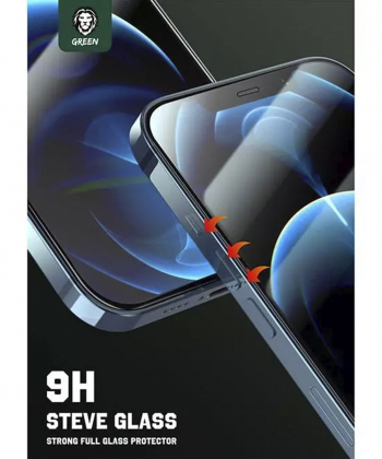 12 پرو مکس گرین Green iPhone 12 Pro Max 9H Steve Glass Strong Full Screen Protector