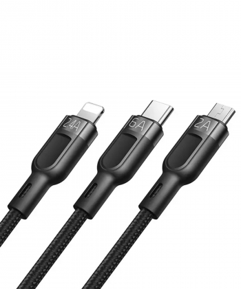 کابل فست شارژ و انتقال دیتا 65 واتی سه سر مک دودو Mcdodo CA-0930 Lightning+Micro+Type-C 3-in-1 Fast Charging Data Cable