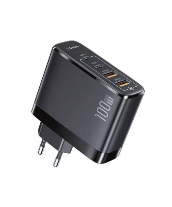 شارژر دیواری فست 100 وات یوسامز Usams US-CC145 T44 100W 4 ports gan fast 2a+2c charger (EU)