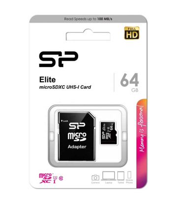 کارت حافظه microSDXC سیلیکون پاور مدل ELITE کلاس 10 استاندارد UHC-I U1 سرعت 100MBps ظرفیت 64 گیگابایت