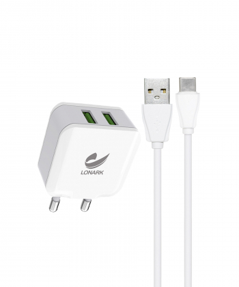 شارژر دیواری 12 وات لونارک مدل LW55C به همراه کابل USB-C