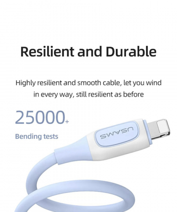 کابل شارژ سریع یواس بی به لایتنینگ 2.4 آمپر یک متری یوسامز Usams Us-SJ595 Cable Lighting 2.4A Charging & Data Cable 1M