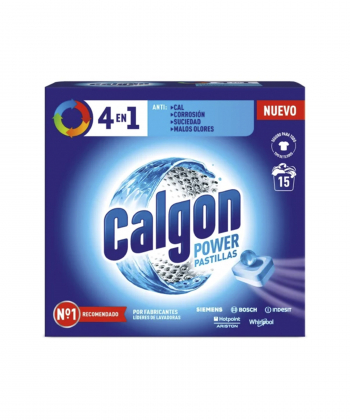 قرص جرمگیر ماشین لباسشویی کالگون Calgon مدل power tabs بسته 15 عددی