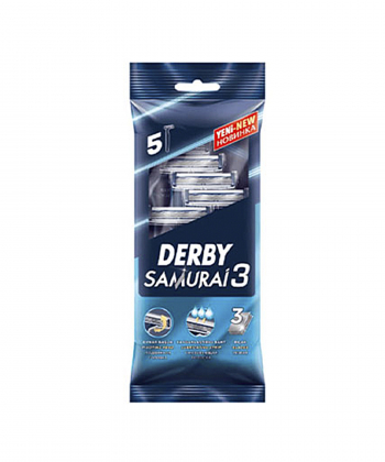 خودتراش سه لبه دربی Derby مدل Samurai 3 بسته 5 عددی